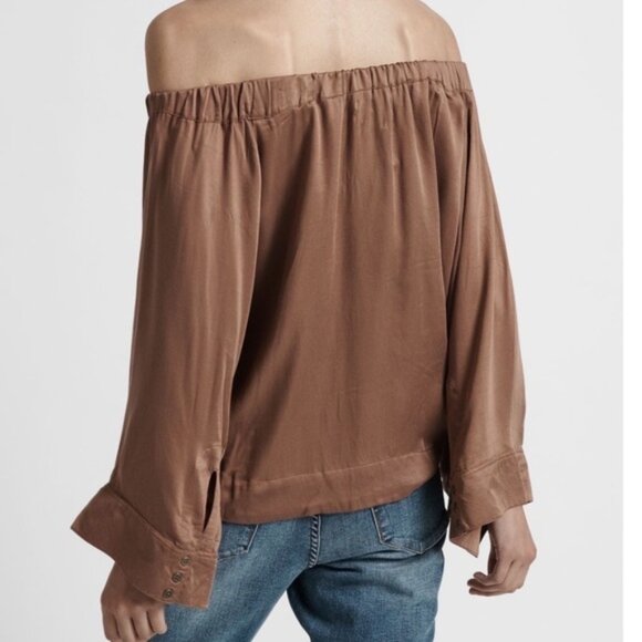 One Teaspoon Boy Bowie Blouse Top Off the Shoulder Flare Wide Long Sleeve - Picture 14 of 14